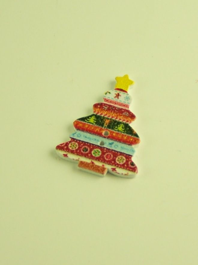 Christmas Tree Button - painted