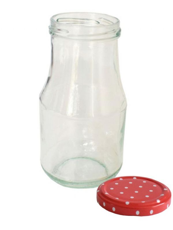 Glass Salsa Bottle 540ml (x18) Red Spot Lids