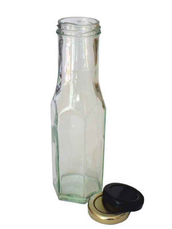 Hexagonal Sauce Glass Bottle 250ml