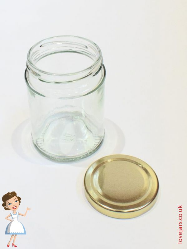 Jam Jars Round Glass 300ml (x128) Gold Lids Jars & Bottles Buy online from Love Jars