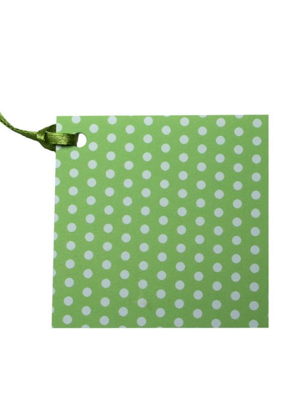 Gift Tags Green Spot with Ribbon x10