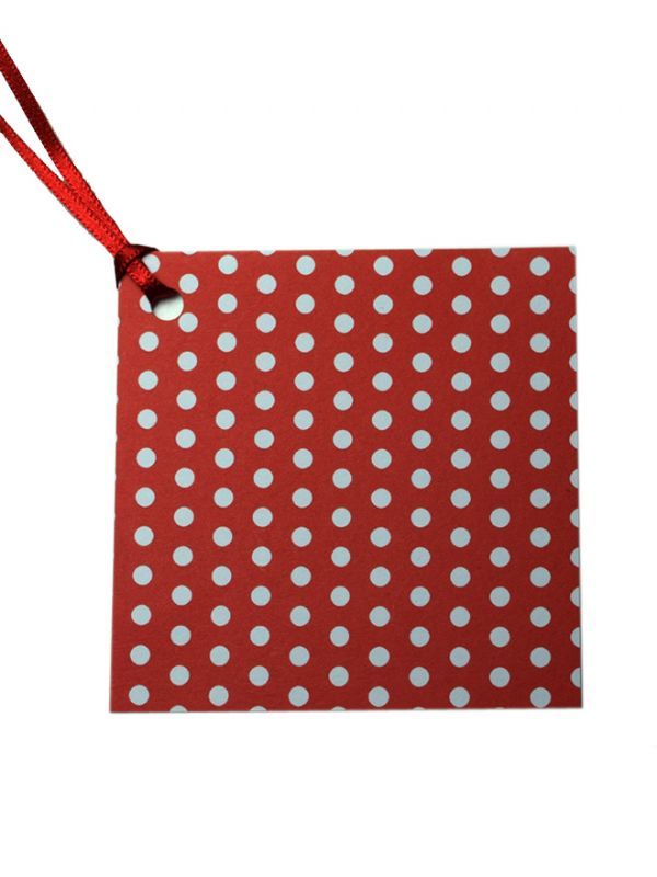 Gift Tags Red Spot with Ribbon x10