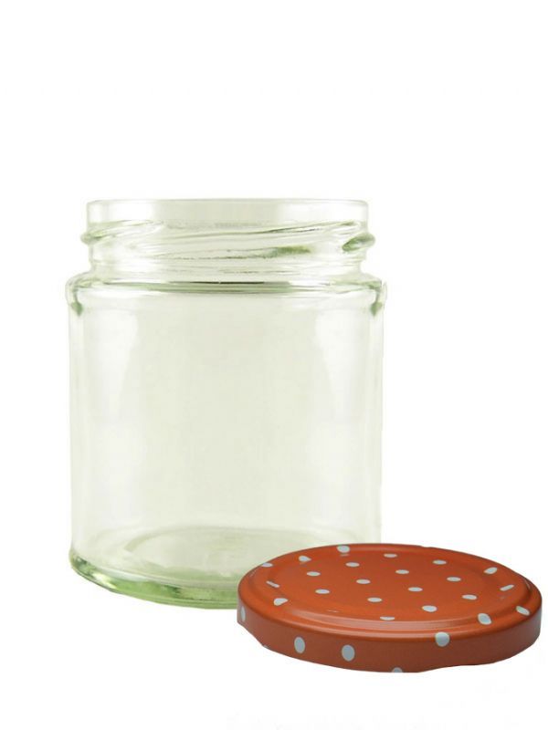Jam Jars Round Glass 190ml (x512) Marmalade Spot Lids