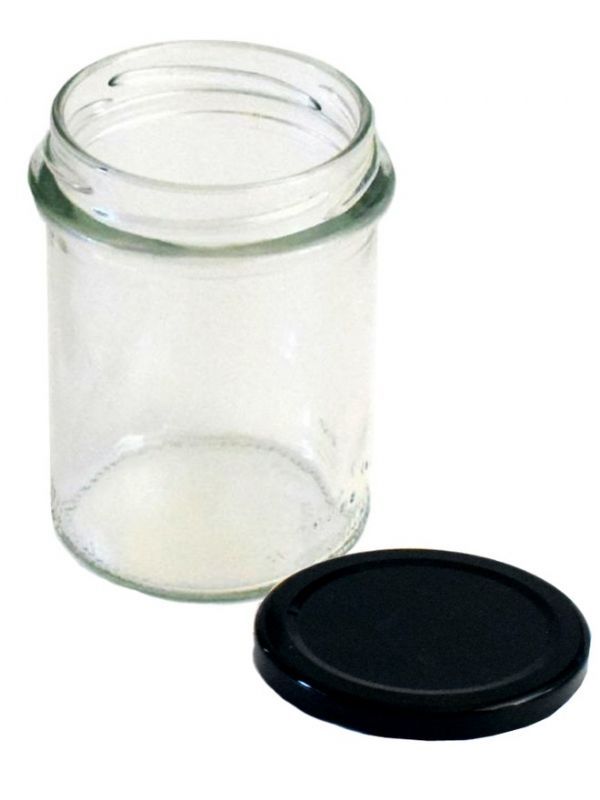 Jam Jars Round Glass Bonta 212ml (x512) Black Lids 1