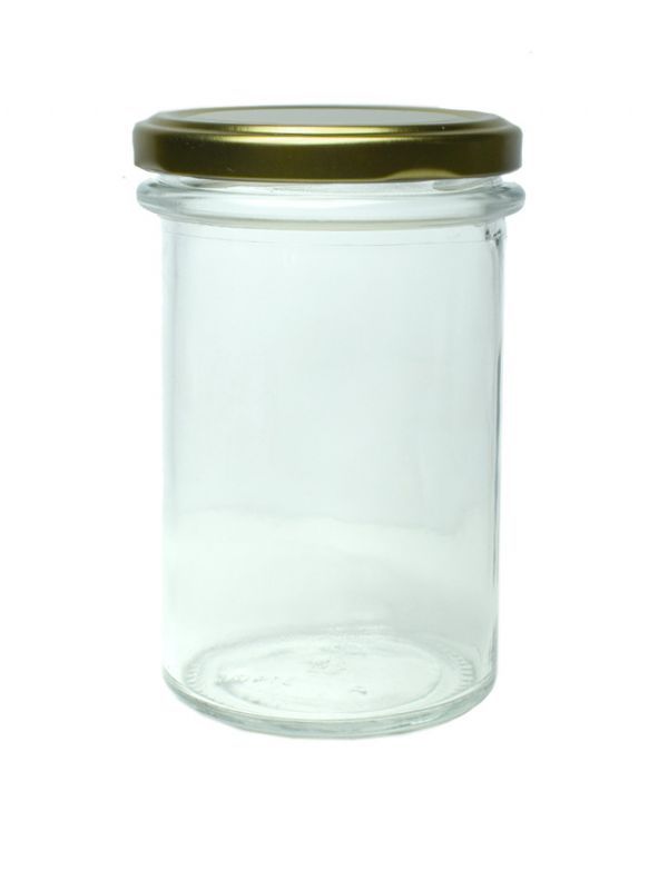 Jam Jars Round Glass Bonta 314ml (x16) with Gold Button Lids