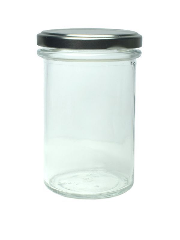 Jam Jars Round Glass Bonta 314ml (x32) with Silver Lids