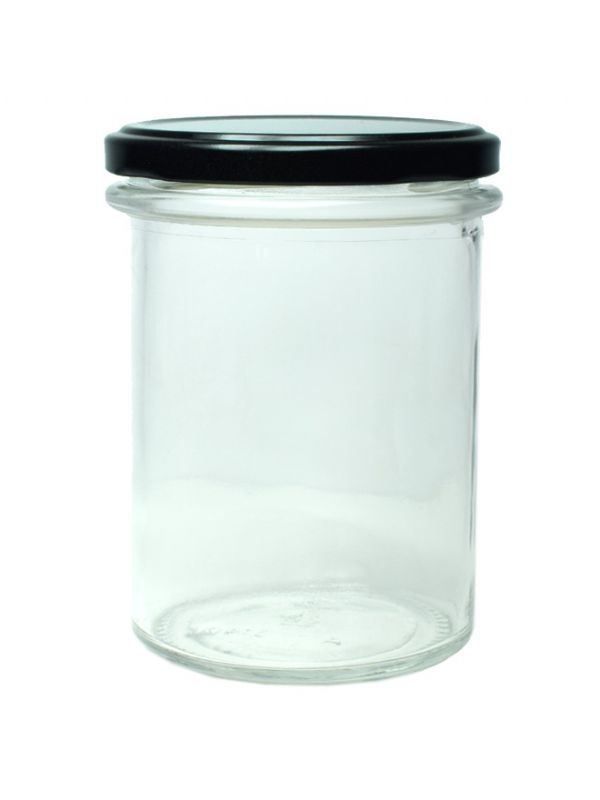 Jam Jars Round Glass Bonta 435ml (x144) with Black Lids