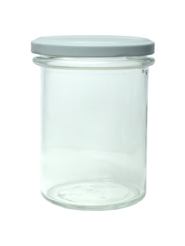 Jam Jars Round Glass Bonta 435ml (x144) with White Lids