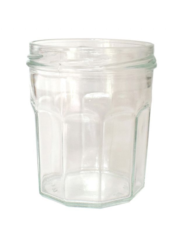 Food Jar Facetted Glass 324ml (x3724) with Gold Lids