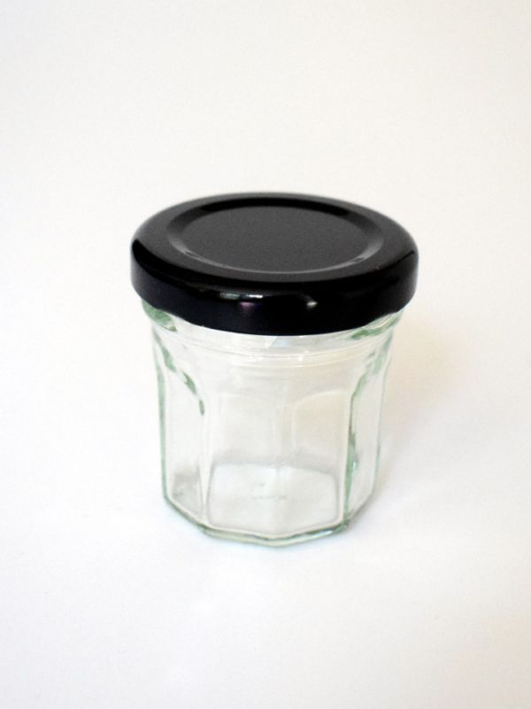 Jam Jars Facetted Glass 46ml (x90) Black Lids 2