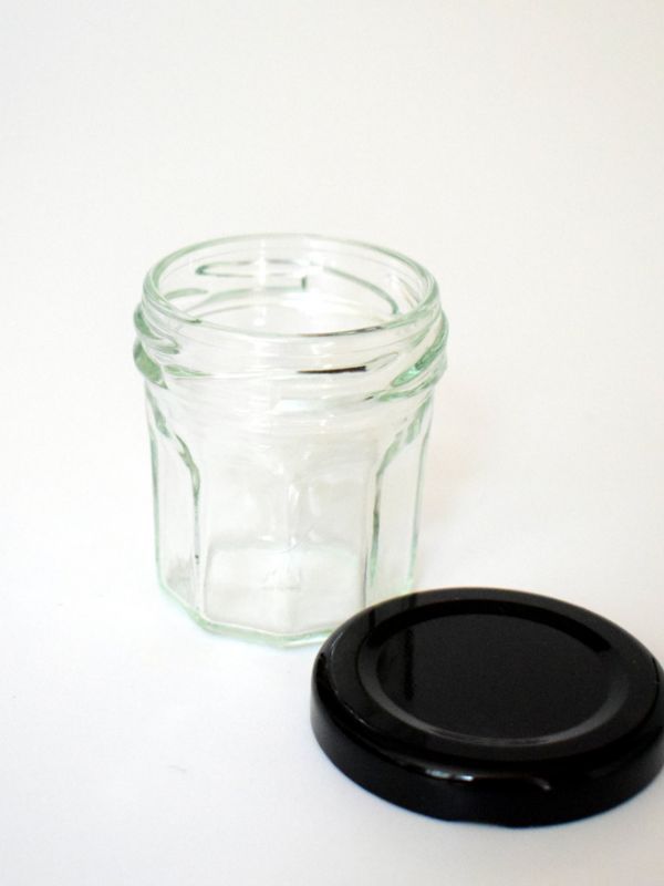 Jam Jars Facetted Glass 46ml (x90) Black Lids 1