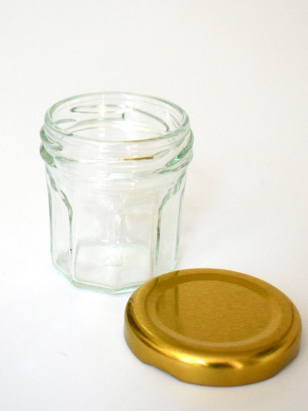 Jam Jars Facetted Glass 46ml (x30) Gold Lids 1