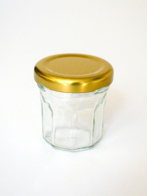 Jam Jars Facetted Glass 46ml (x90) Gold Lids 2