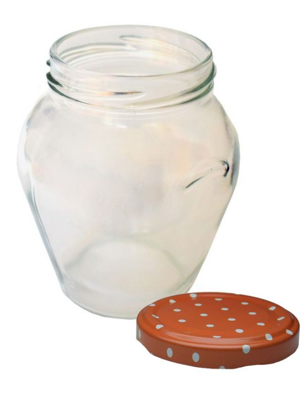 Jam Jars Orcio Glass 370ml (x9) Marmalade Spot Lids