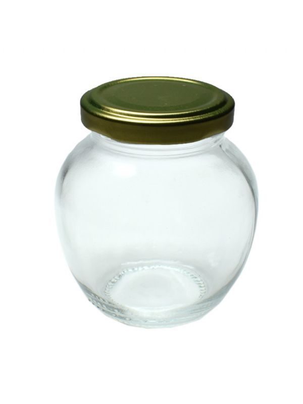 Food Jar Round Glass Pallina 210ml (x1872) with Gold Lids