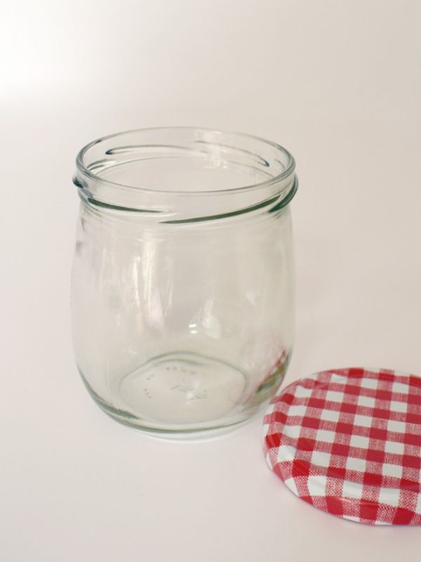 Jam Jars Round Pera Glass 425ml (x18) Red Gingham Lids Round Jam Jars