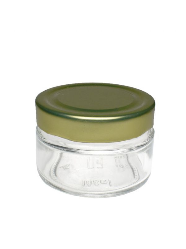 Jar Round Glass Perfecto 106ml (x128) with Gold Deep Lids 1