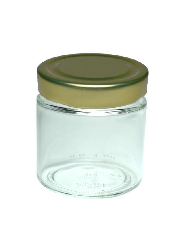 Jar Round Glass Perfecto 212ml (x16) with Gold Deep Lids 1
