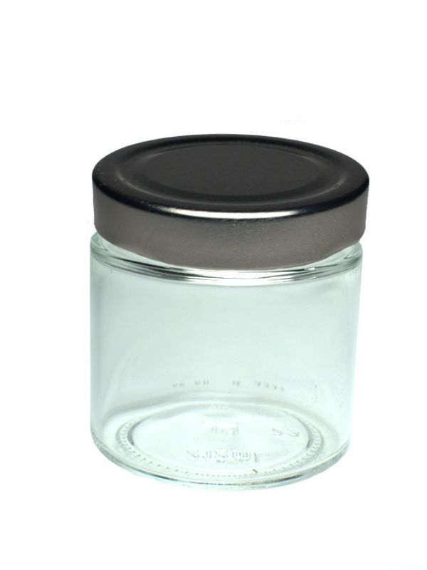 Jar Round Glass Perfecto 212ml (x128) with Silver Deep Lids 1