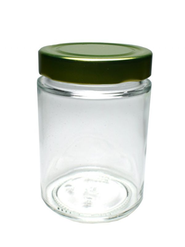 Jar Round Glass Perfecto 314ml (x32) with Gold Deep Lids 1