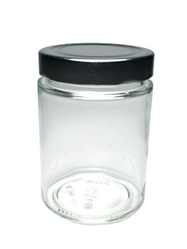 Jar Round Glass Perfecto 314ml (x32) with Silver Deep Lids 1