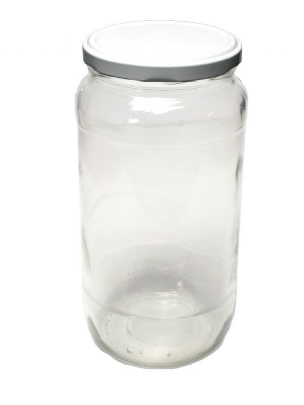 Jam Jars Round Glass 1062ml (x36) White Lids 1