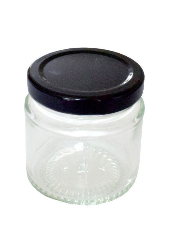Jam Jars Round Glass 125ml (x128) Black Lids