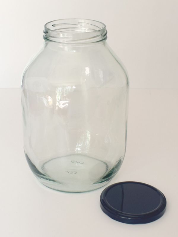 Jar Round Glass Half Gallon 2200ml (x4) Black Lid 1