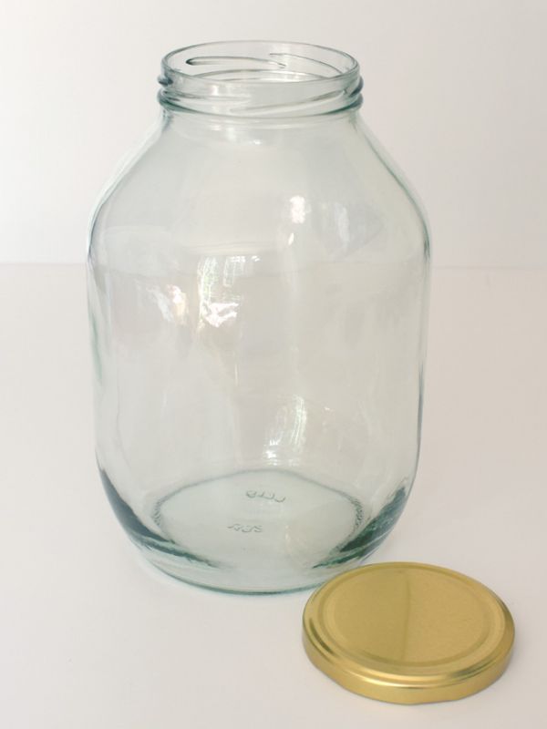 Jar Round Glass Half Gallon 2200ml (x16) Gold Lid 1