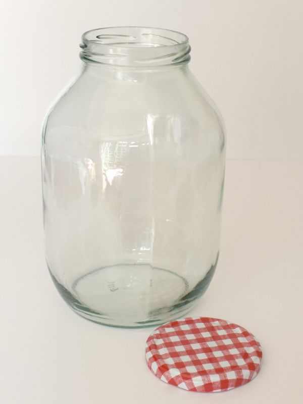 Jar Round Glass Half Gallon 2200ml (x8) Red Gingham Lid 2