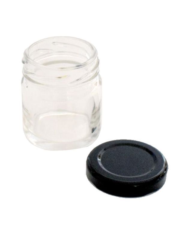 Jam Jars Round Glass 41ml (x180) Black Lids 2