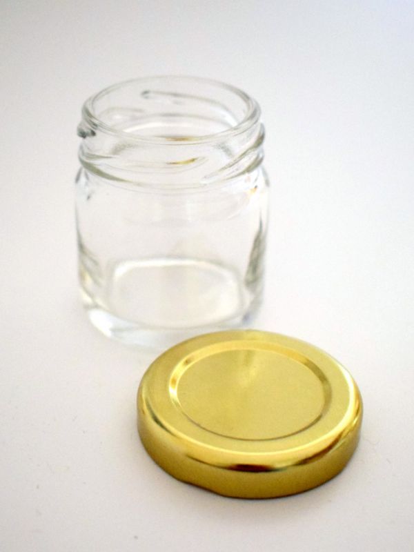 Jam Jars Round Glass 41ml (x30) Gold Lids Round Jam Jars Glass Jam