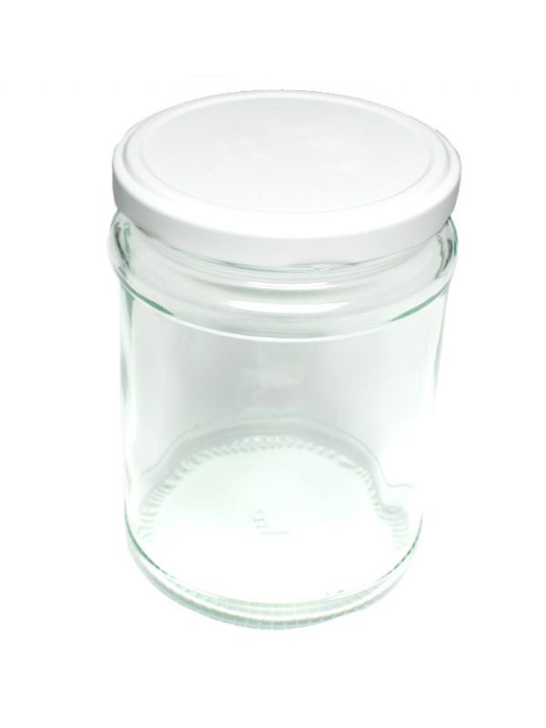 Jam Jars Round Glass 500ml (x288) White Lids 1