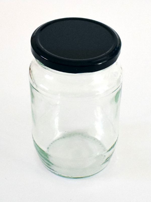 Jam Jars Round Glass 740ml/2lb (x72) Black Button Lids 1