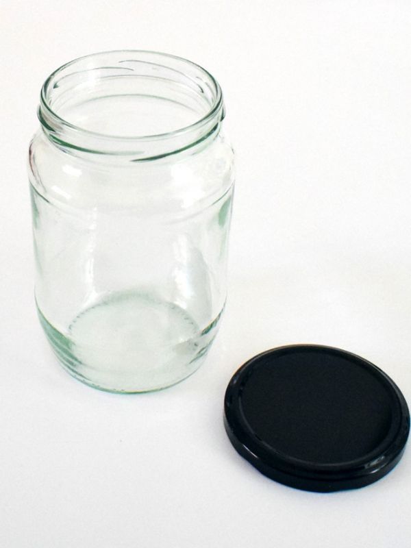Jam Jars Round Glass 740ml/2lb (x36) Black Button Lids 2