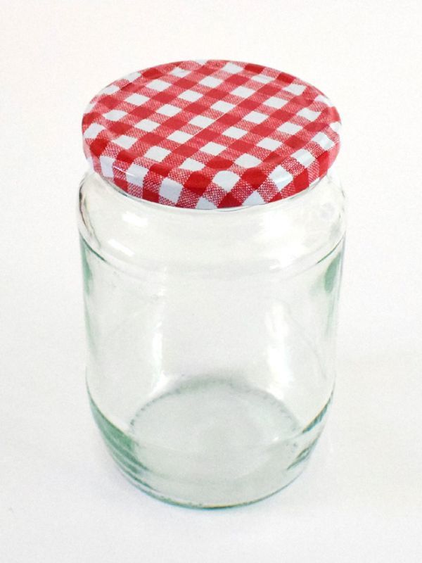 Jam Jars Round Glass 740ml/2lb (x18) Red Gingham Lids 1