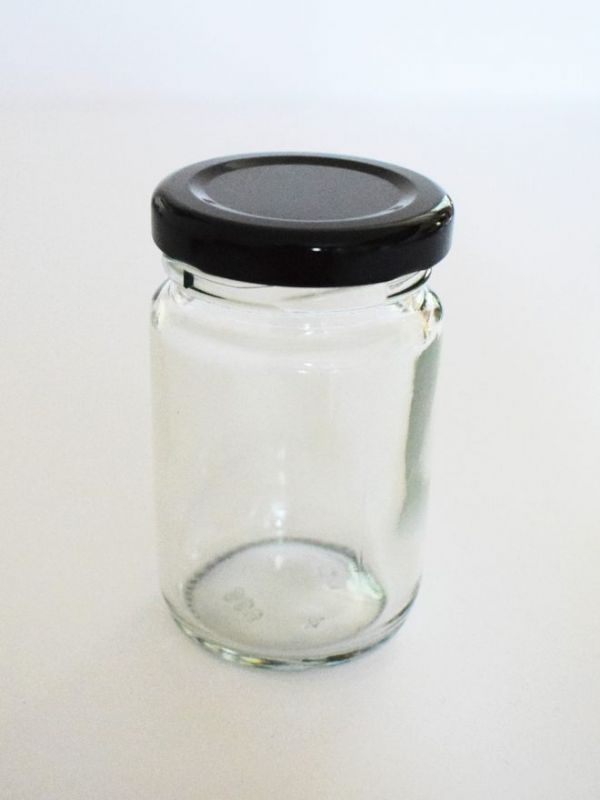 Jam Jars Round Glass 105ml (x25) Black Lids 2