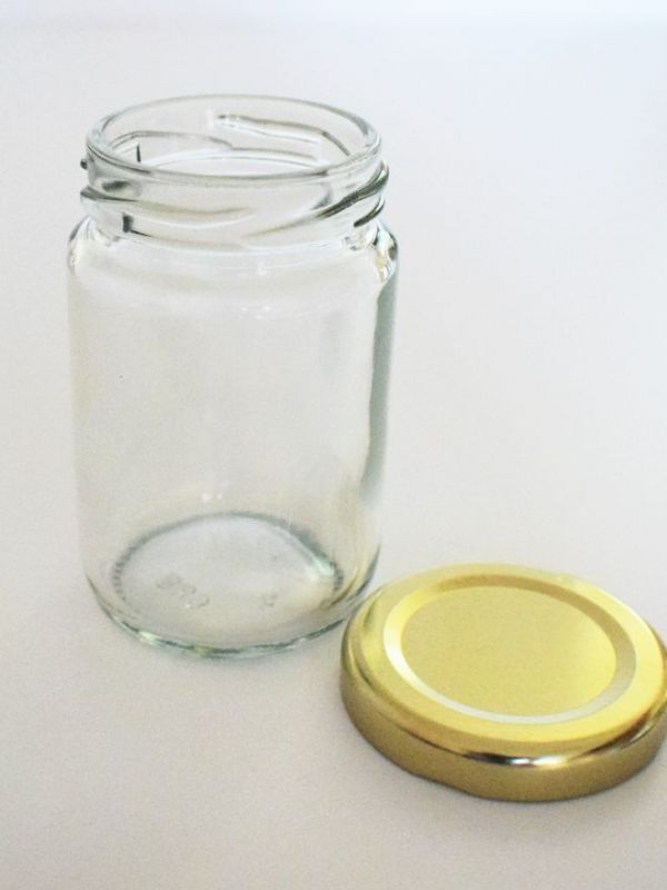 Jam Jars Round Glass 105ml (x200) Gold Lids 1