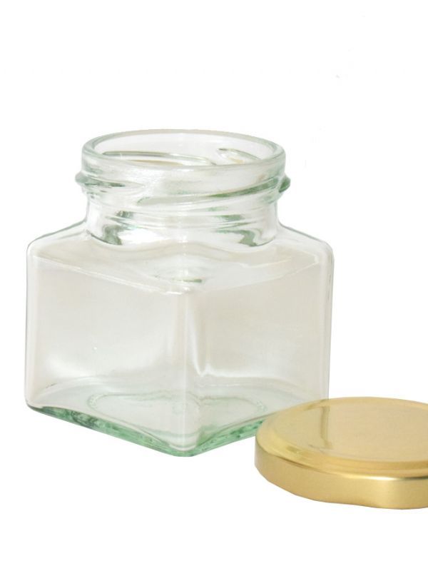 Jam Jars Square Glass 130ml (x100) with Gold Lids 1