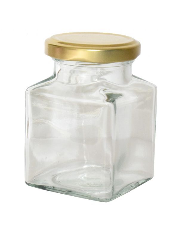 Jam Jars Square Glass 200ml (x128) with Gold Lids 2