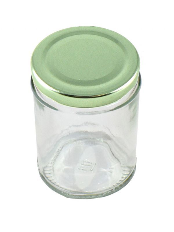 Jam Jars Round Glass 300ml (x128) Silver Lids