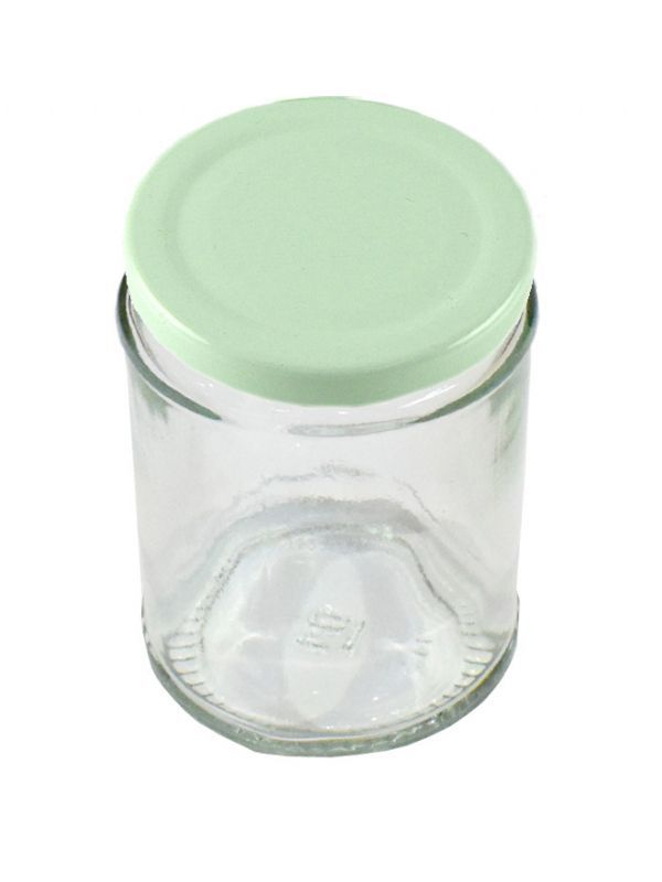 Jam Jars Round Glass 300ml (x16) White Lids