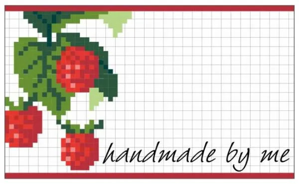 Jar Labels Cross Stitch Raspberry 63x38mm