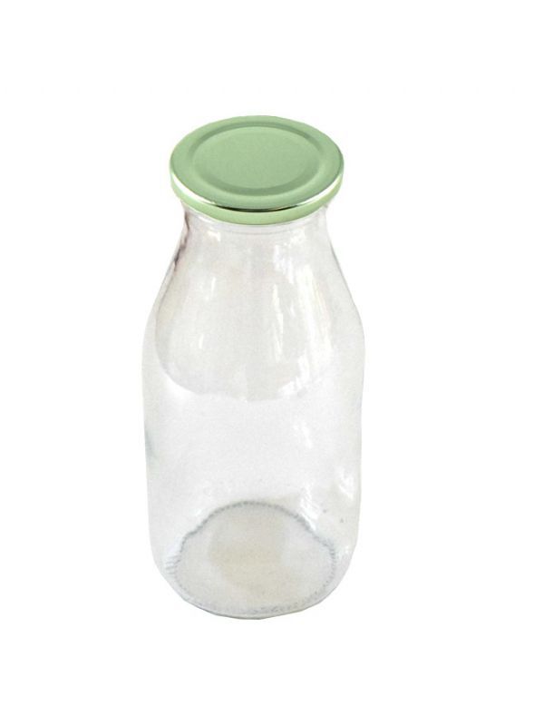 Glass Milk Bottle 250ml (x256) Silver lids 1