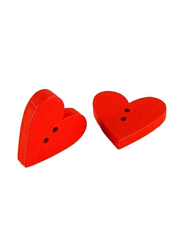 Red Wooden Heart Button