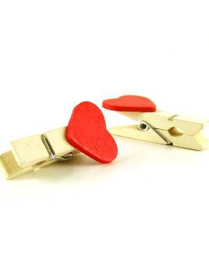 Love jam jars | Wooden Miniture Red Heart Clothes Peg Pack 5