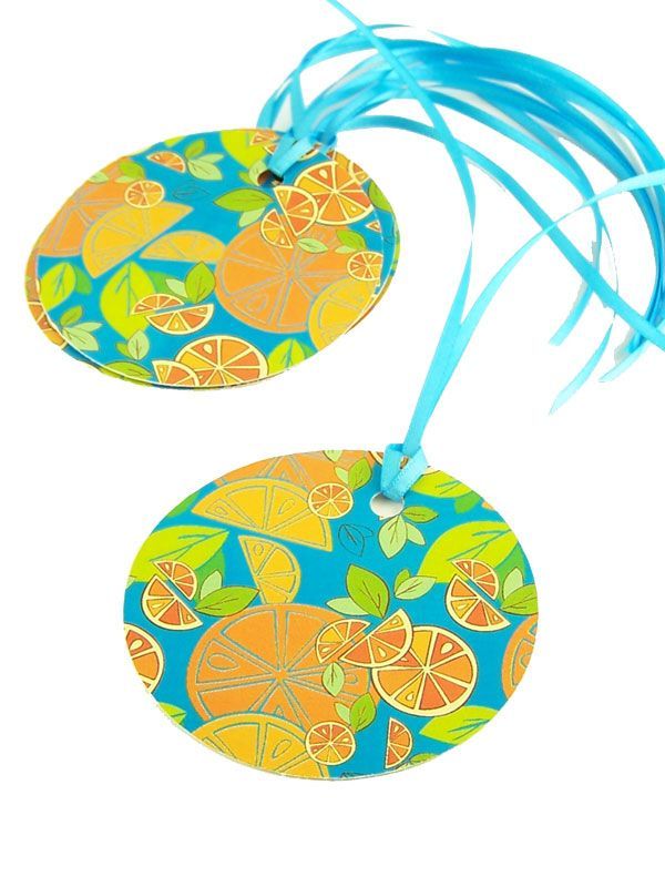 Round Tags Mixed Citrus with Ribbon x5 1