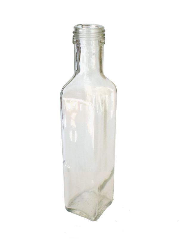 Square Marasca Glass Bottle 250ml (x100) Black Tamper Cap 2